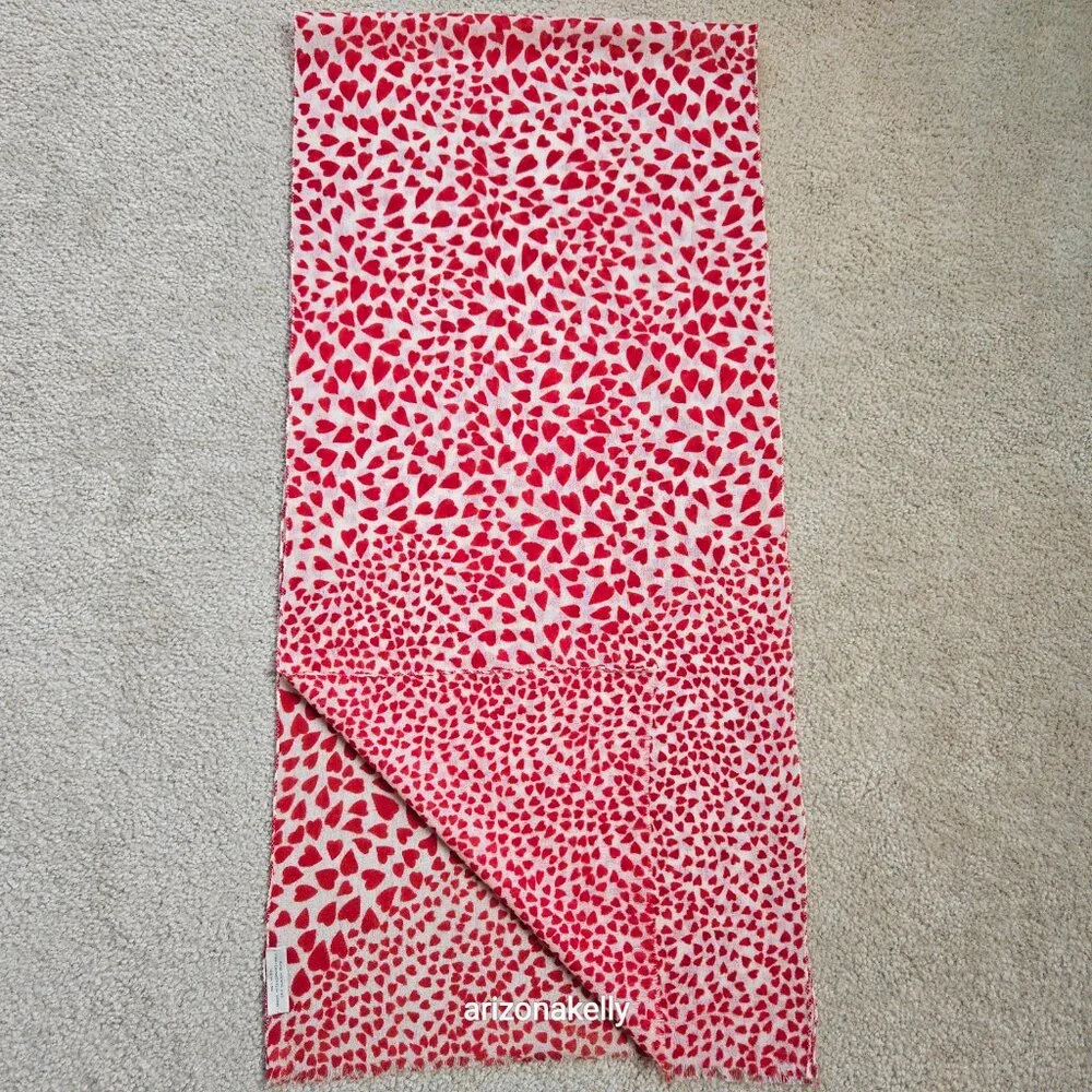 100% Wool Oblong Scarf With Heart Design